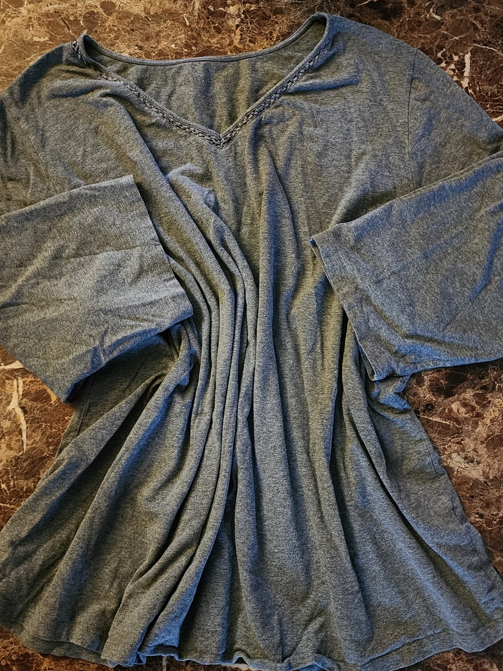 Women's Gray V-Neck Casual Top